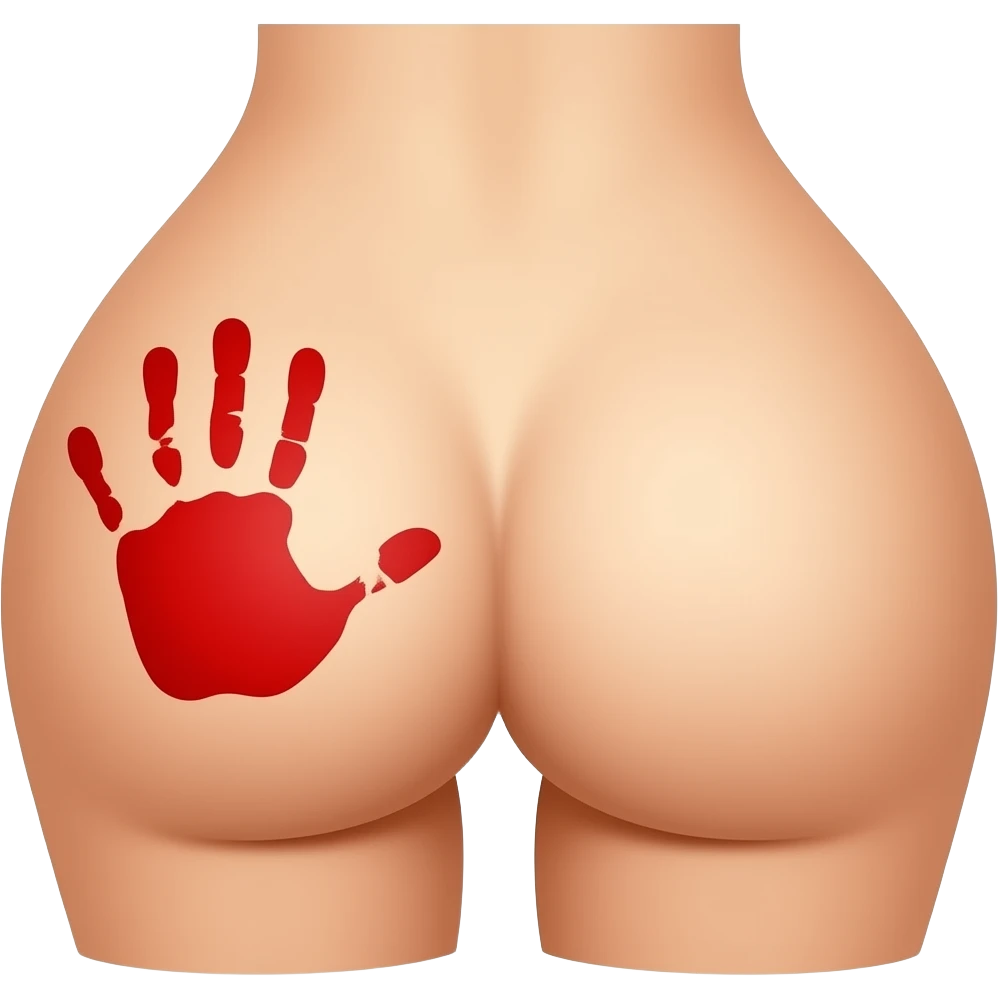red handprint on this butt emoji