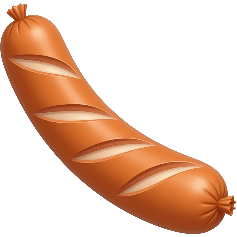 Sausage no bun, no garnish, no knife scores, and much longer emoji