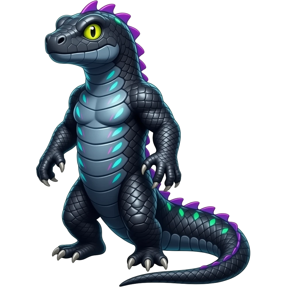 Cool edgy ancient black-scaled with neon-colored stripe markings emoji