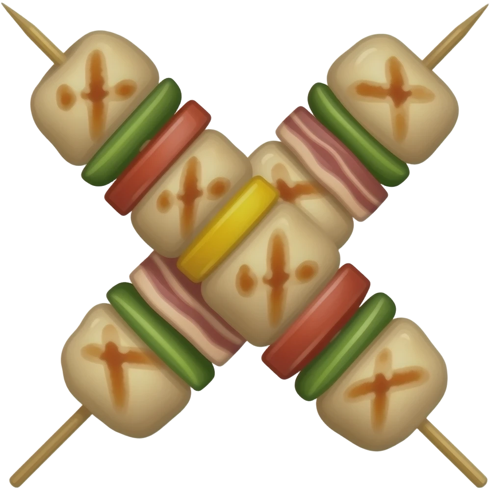 Chuzo de carne asada de pollo con tocineta sin verduras emoji