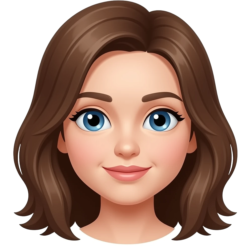 Голубоглазая  девочка с коричневыми волосами emoji