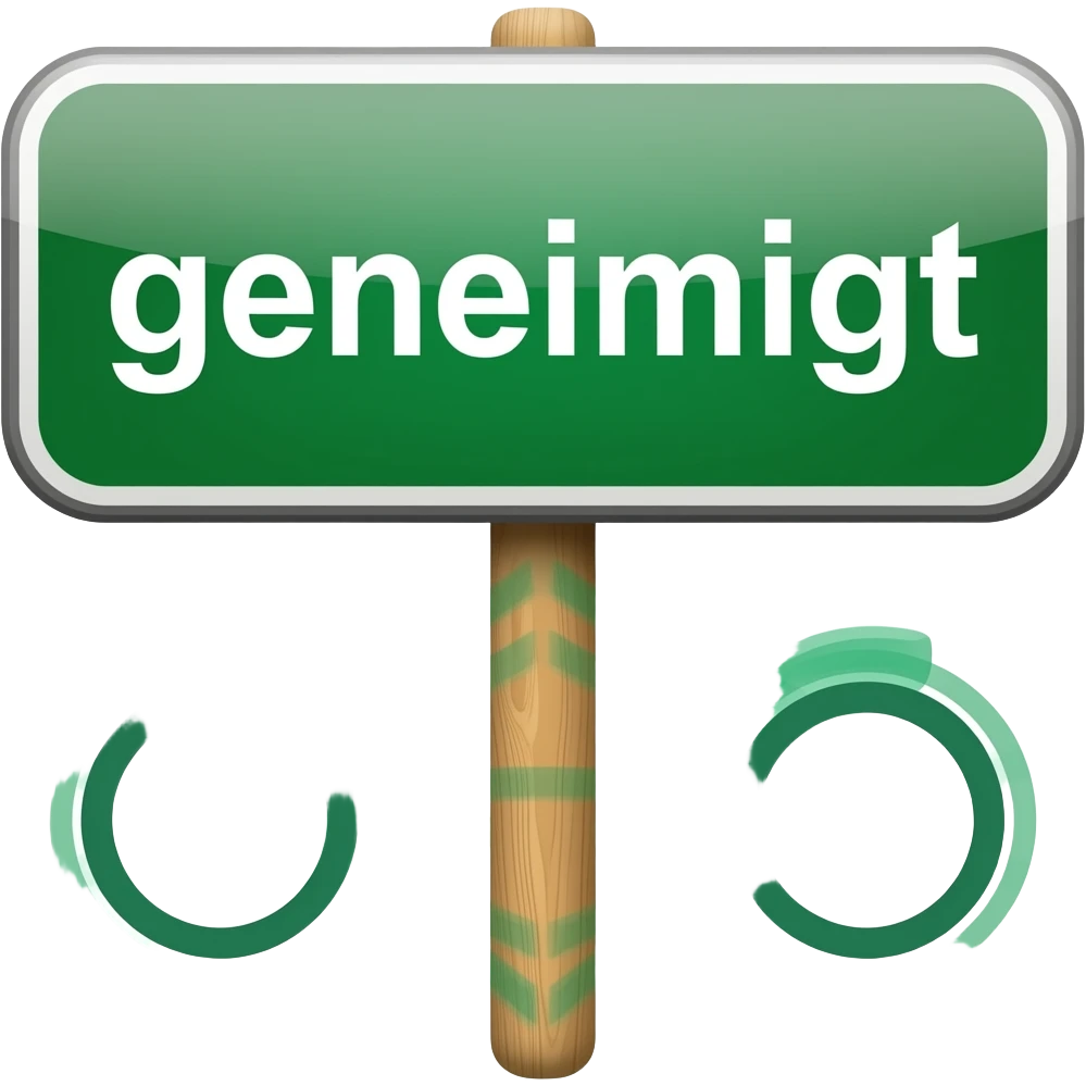 write exactly "genehmigt" on a green placard emoji