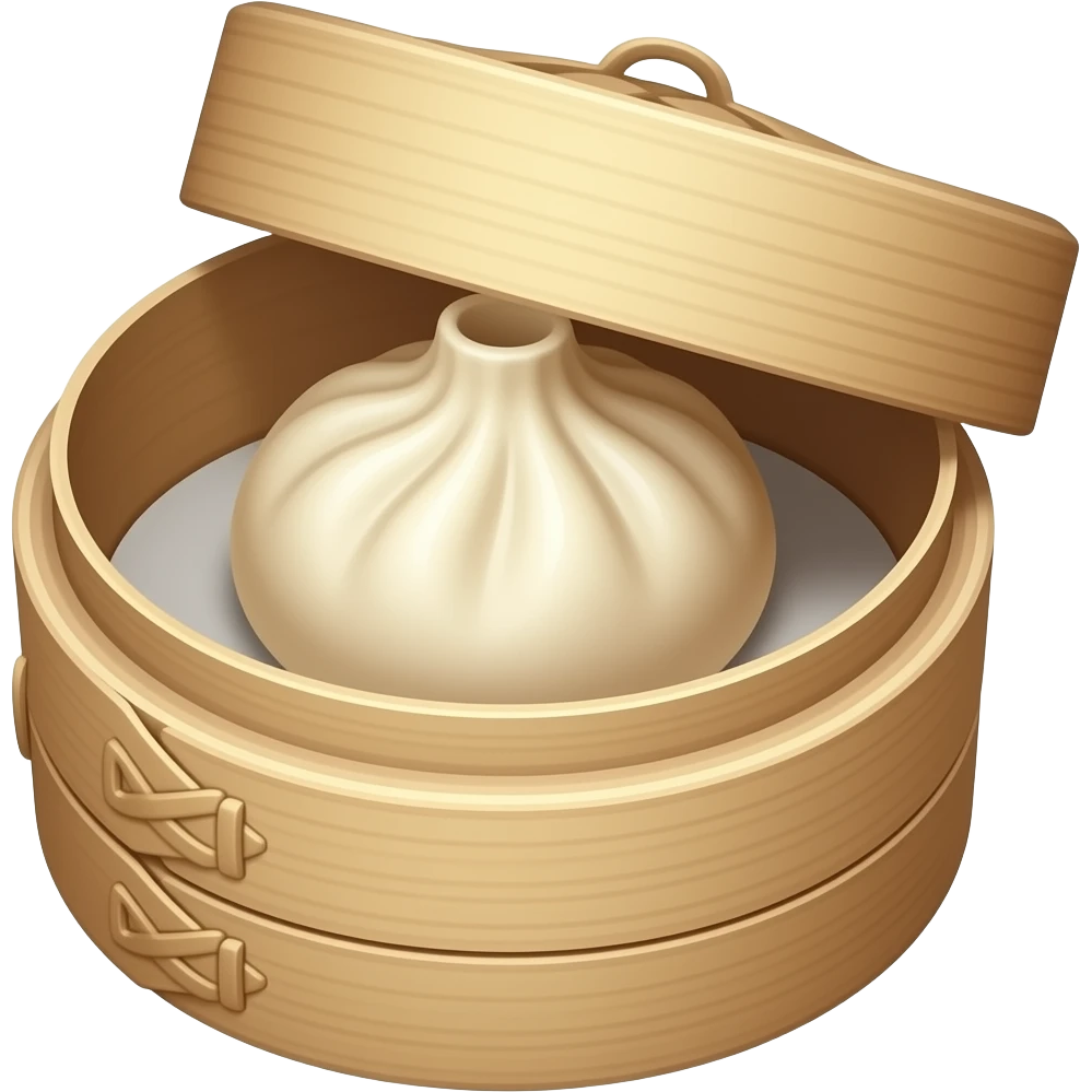 circle dumpling inside circular container that's opened emoji
