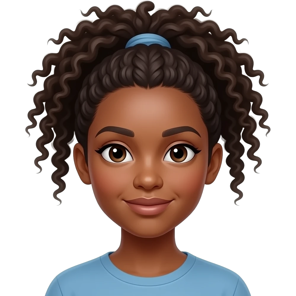 Mulher negra cabelo preso crespo volumoso em cima emoji