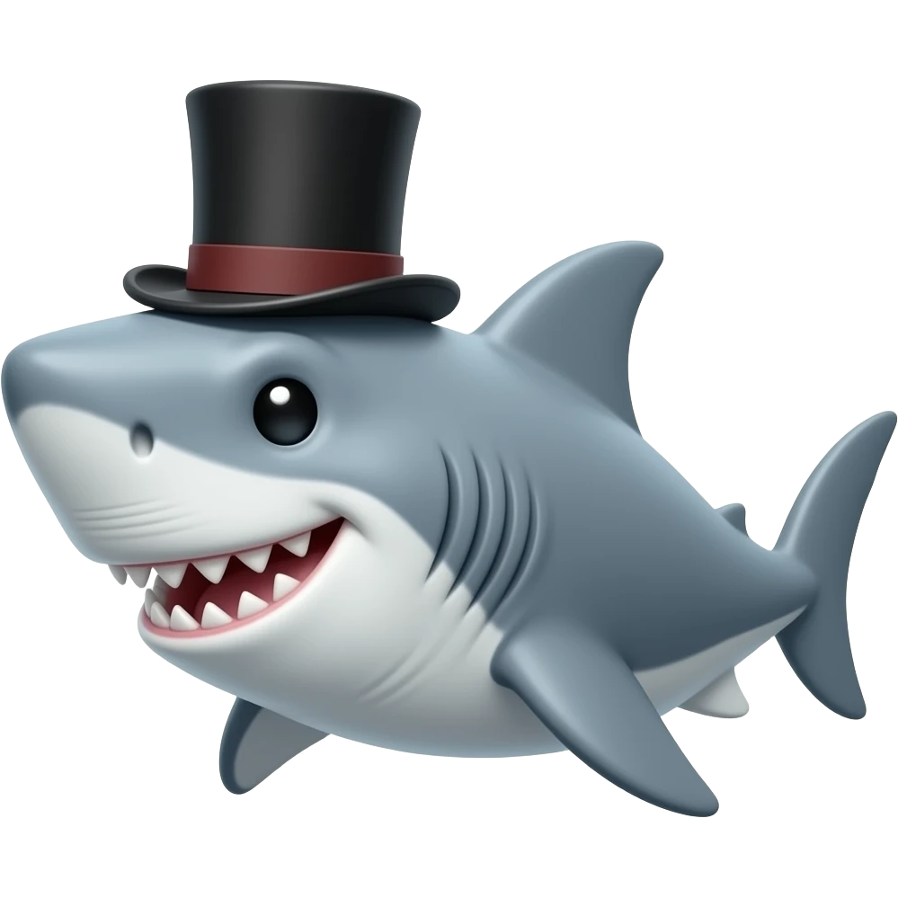 Shark with a top hat emoji