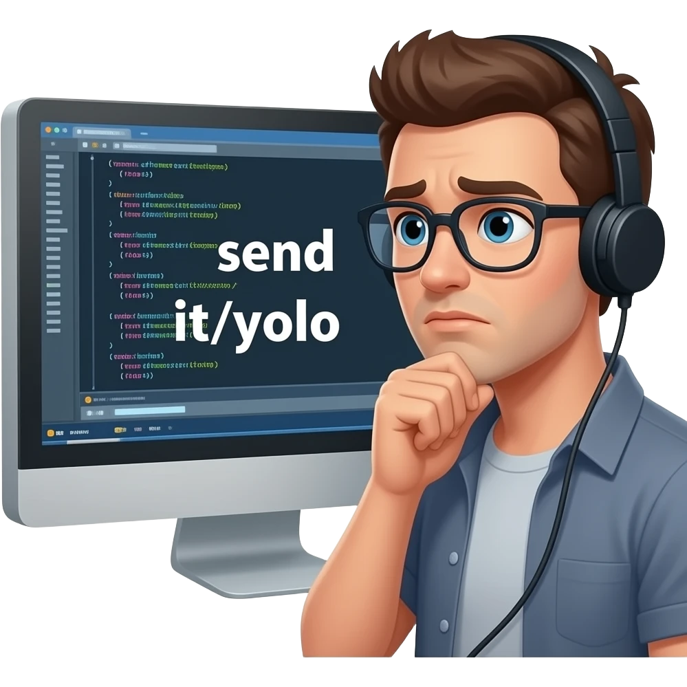 scared to push to production on a Friday (software) (send it/yolo) emoji
