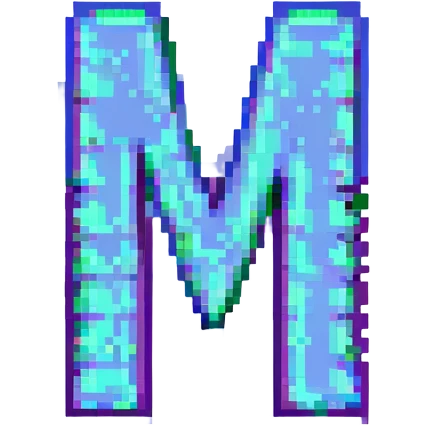 pixel art letter M, outlined with bright colors, reminiscent of classic arcade fonts emoji
