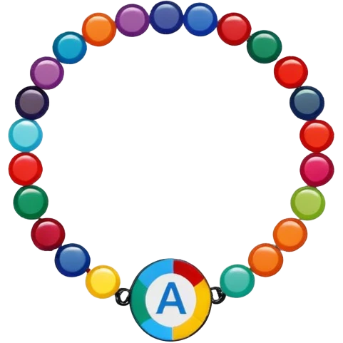 colourful alphabet flat round beaded bracelet  emoji