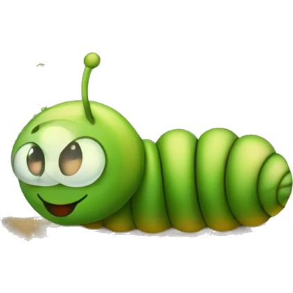 caterpillar under a big magnifying glass emoji