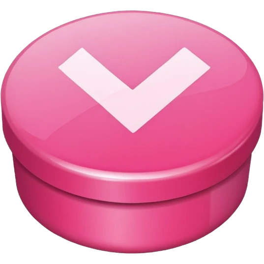 Design a Check Mark Box emoji (✅) that is pink and has a circular shape emoji