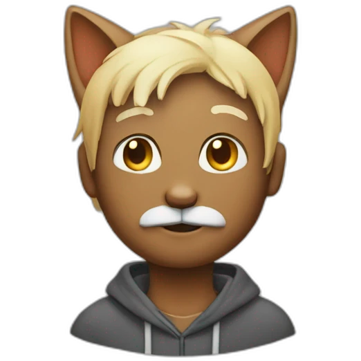 man casualy transforming into a cat emoji