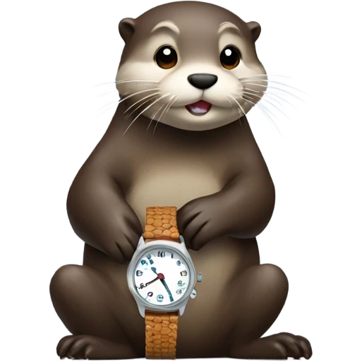 Otter looking at his watch emoji