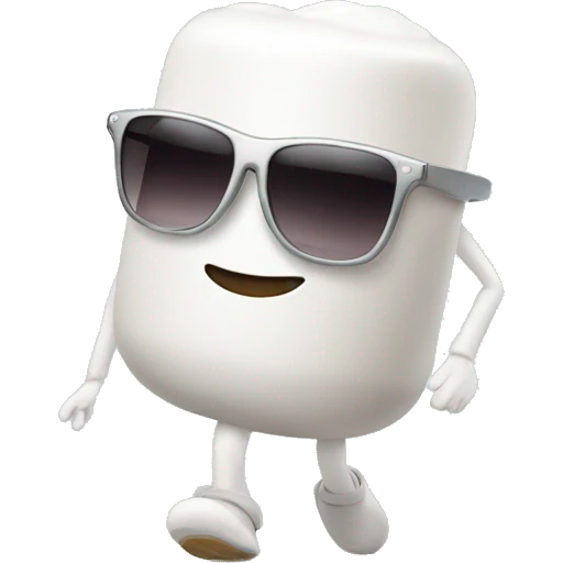 Walking, talking marshmallow with sunglasses emoji