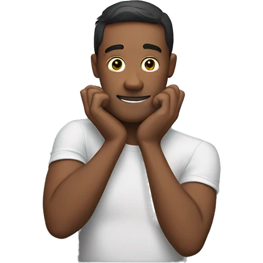 man with one of his forearms on his face and the other arm stretched out emoji