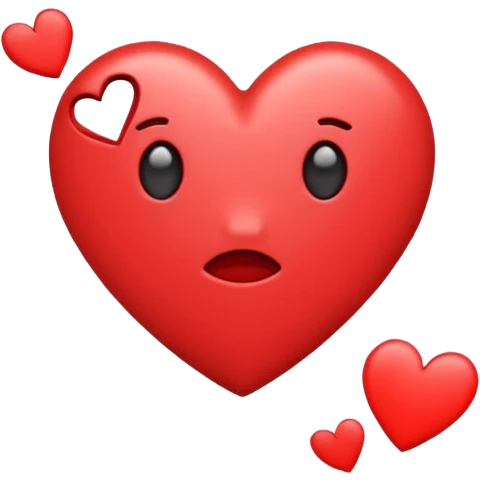 Small broken heart emojis around the letter E emoji