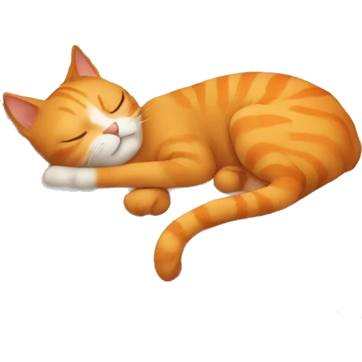 Sleeping with orange cat emoji
