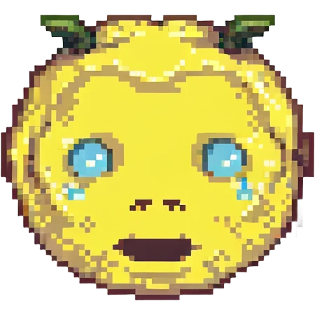 side eye emoji, yellow face, mischievous expression, pixel art style emoji