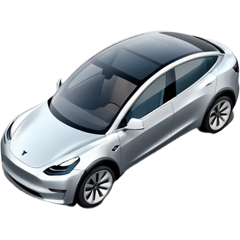 A Tesla Model Y parallel parking in front of a store, from above emoji
