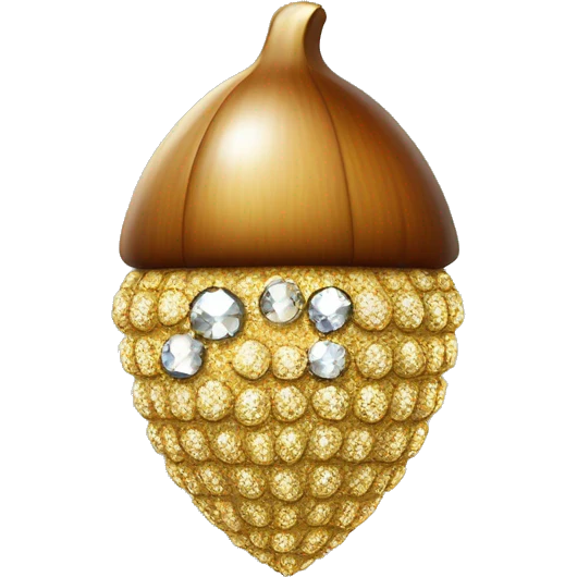 sparkling diamond Acorn, gold stem emoji