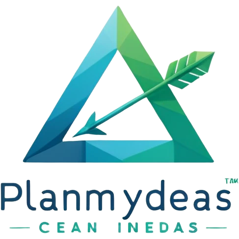 A clean, modern, and professional logo design for a project management and planning framework named 'planmyideas'. The logo should visually represent the journey from initial concept to successful execution. emoji
