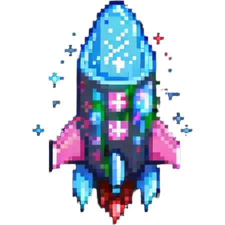 rocket with magical runes pixel art emoji