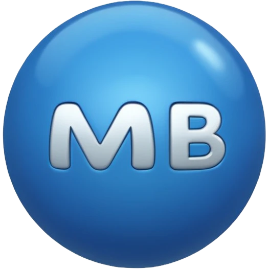Blue Ball with MB written on it emoji