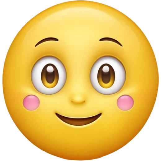 A cute smiling yellow emoji with big sparkling eyes, cartoon style, 3D, bright colors, high detail emoji