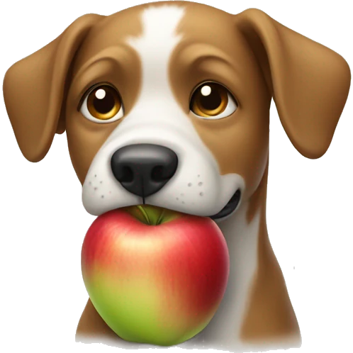 dog with an apple emoji