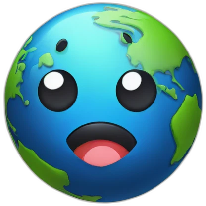 planet Earth with a cartoon thinking spider face emoji