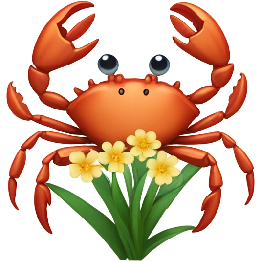 A crab with flowers emoji