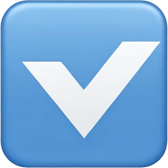 Blue square with a white checkmark emoji