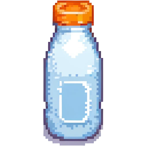 pixel art baby bottle containing milk with orange lid emoji