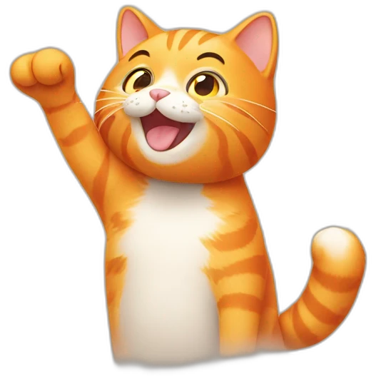 orange cat waving hello emoji
