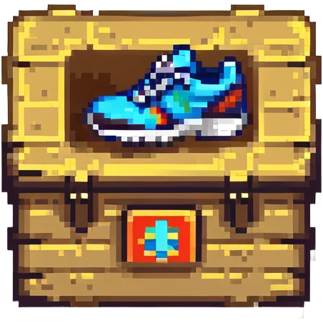 dark 2d power up crate with a running shoe symbol for speed boost emoji