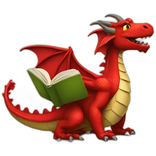 welsh dragon reading book emoji