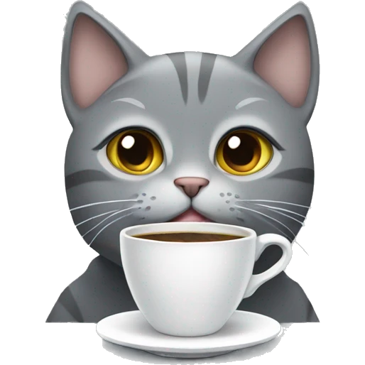 Gray cat with coffee  emoji