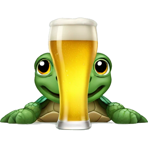 Sea turtle drinking beer emoji