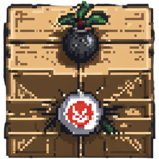 power up crate with bomb symbol for a video game emoji
