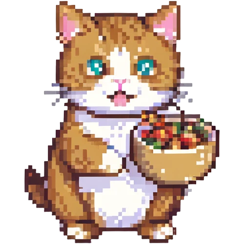 playful cat with snacks emoji