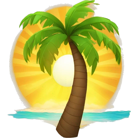 Palm tree wearing a barong tagalog and shades with the sun blaring in the background emoji