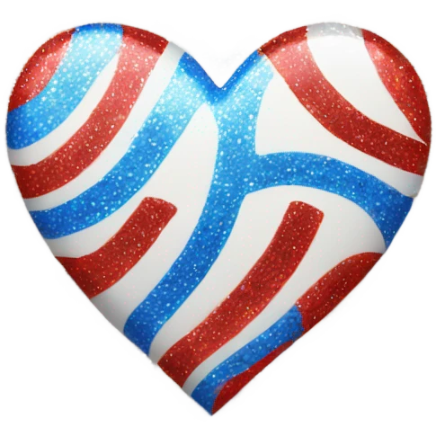 White blue and red heart with sparkles  emoji