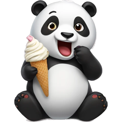 Panda eating ice cream emoji