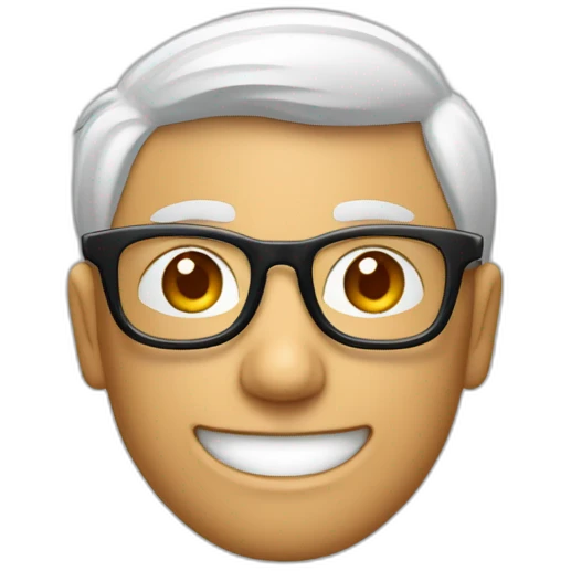 Cara Hombre blanco sonriente pelo canoso de punta gafas rojas y negras emoji