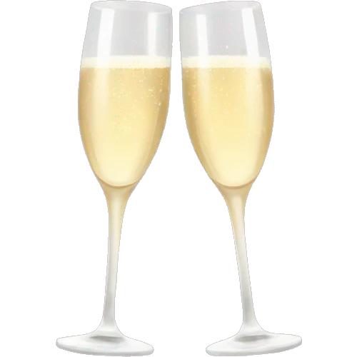 Two glasses of champagne cheering with burgundy bows emoji