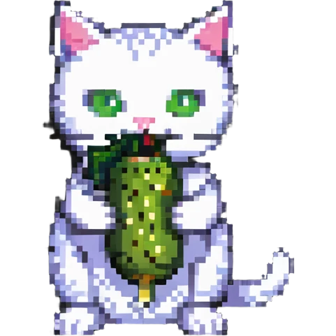 cat eating a pickle emoji