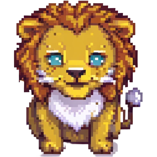 lion pixel art with cute expression emoji