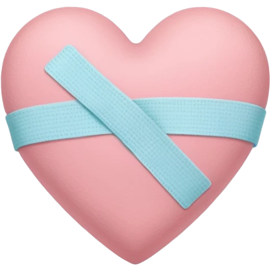 A minimalist pastel illustration of a heart with a bandage, inspired by the ❤️‍🩹 emoji. Soft pastel colors — dusty pink emoji