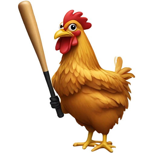 Chicken with a baseball bat emoji