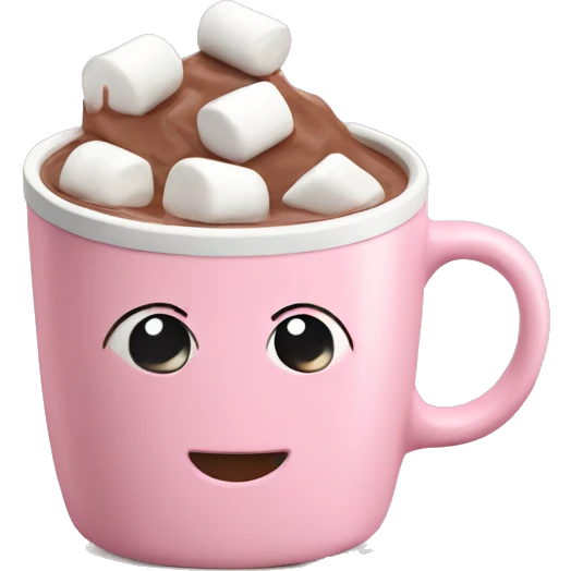 Light Pink mug of hot chocolate with marshmallows  emoji