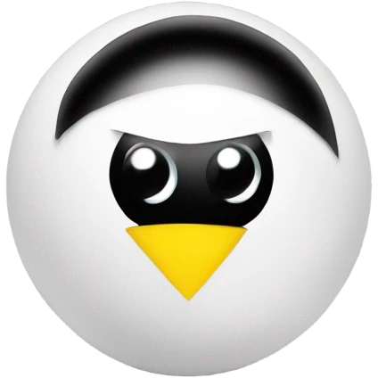 White ball with triangle black eyes with yellow pupils..  emoji